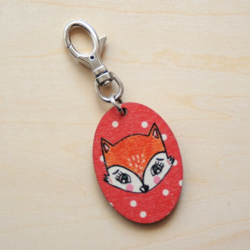 Porte-clés bois renard