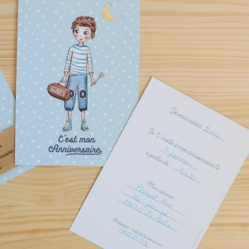 8 cartes d'invitation garçon