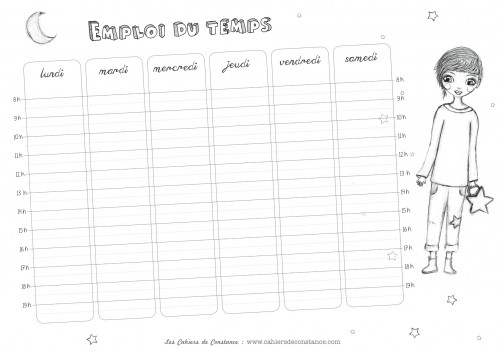 Emploi du temps à colorier