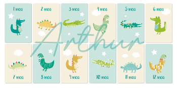 Tableau cartes étapes «&nbsp;Croco-Dino&nbsp;»