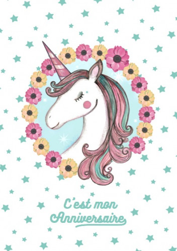 8 cartes d'invitation Licorne