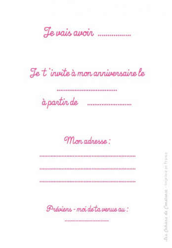 8 cartes d'invitation Licorne
