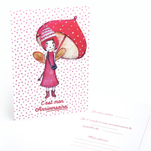 8 cartes d'invitation Fée