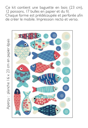 Mobile poissons «&nbsp;bleu rétro&nbsp;»