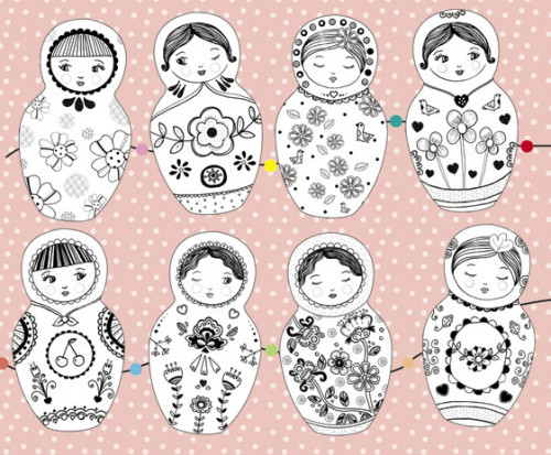 Guirlande Matriochkas à colorier